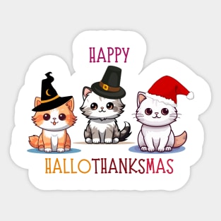 Happy Halloween Thanksgiving Christmas Sticker